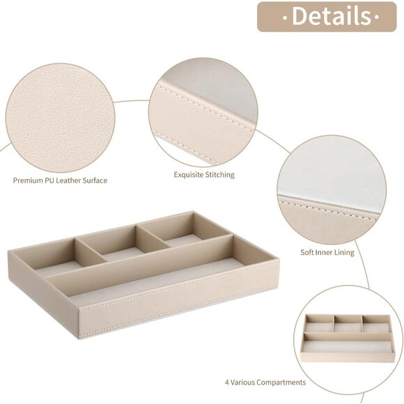 PU Leather Valet Tray, Stackable Jewelry Trays for Dresser, Drawer Nightstand Or - Picture 6 of 8